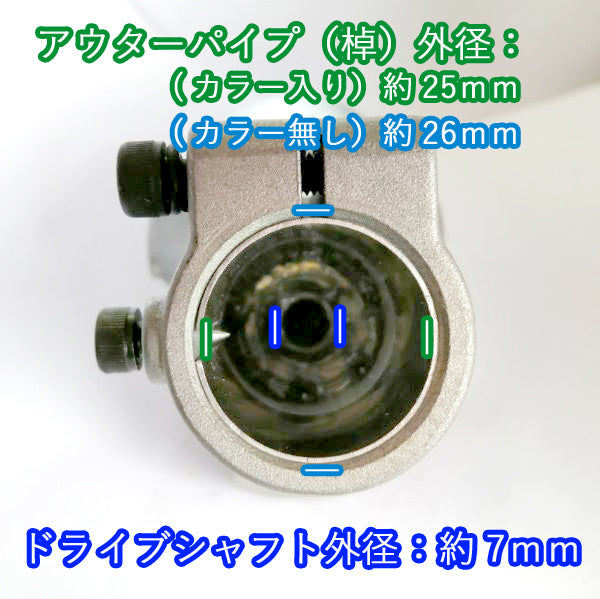 ●PB1a1765 刈払機 ギアケース E ■棹径:約25-26mm■シャフト径:約7mm■歯数:7■スプライン型■ 部品 パーツ HRK-GCASE
