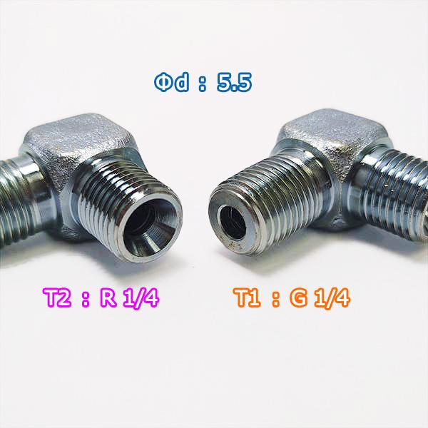油圧用 配管継手 90°エルボ 1/4同径 R×G 鉄製 2個セット【新品】◆定形外送料無料◆運搬車 油圧ダンプ パーツ 部品 ●Es2a2257