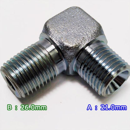 油圧用 配管継手 90°エルボ 1/4同径 R×G 鉄製 2個セット【新品】◆定形外送料無料◆運搬車 油圧ダンプ パーツ 部品 ●Es2a2257
